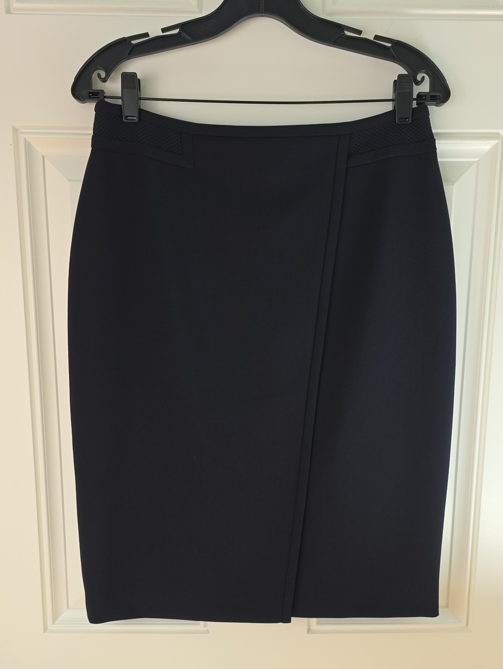 Boss Navy Lined Pencil Skirt with Subtle Wrap Detail.  Size 8